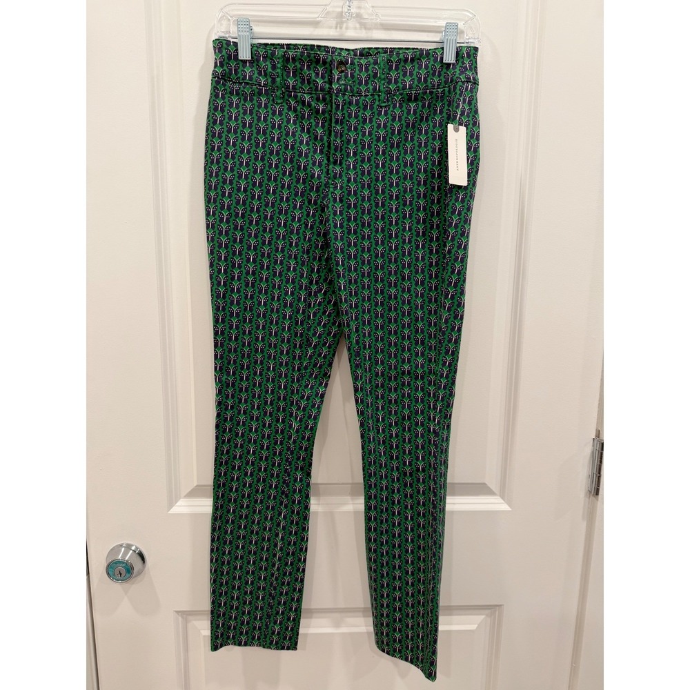 Anthropologie Green Butterfly Print Slim Ankle Pants Size 4 NWT